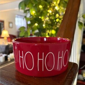 NWOT Rae Dunn Dog Bowl Christmas Ho Ho Ho Pet Dish Red Holiday 6”